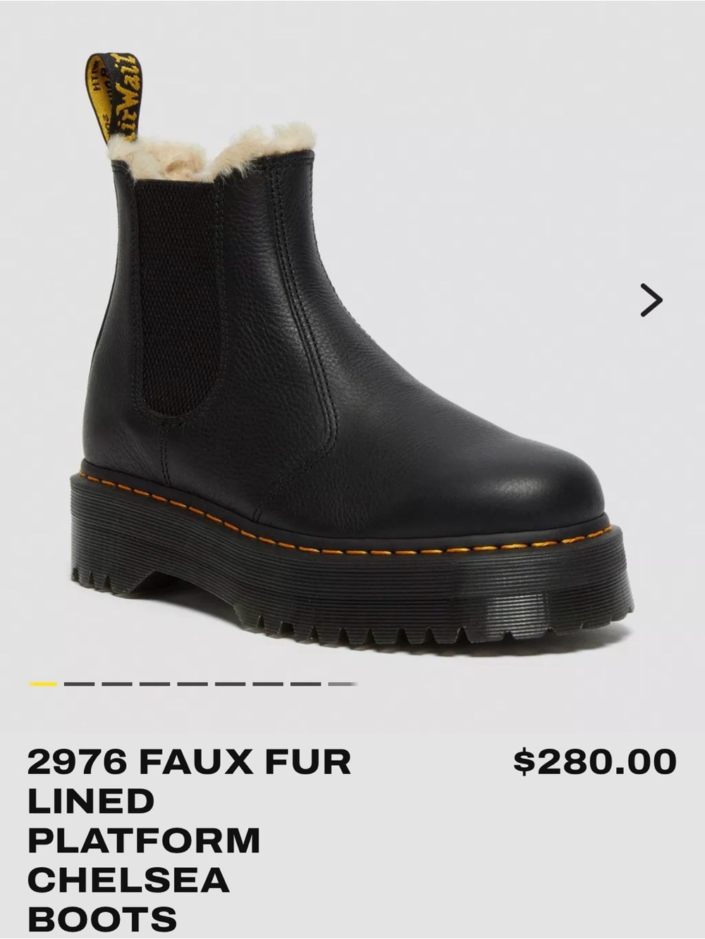 Dr. Martens 2976 Faux Fur Lined Platform Chelsea Boots - Black